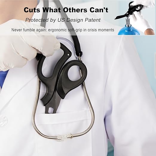 MEUUT 2 Pack Medical Scissors Trauma Shears for Left and Right Hand -Patented Bandage Scissors All Purpose with Non-Stick Blades, Surgical Grade Shears Stainless Steel EMT Scissors for Nurses EMT