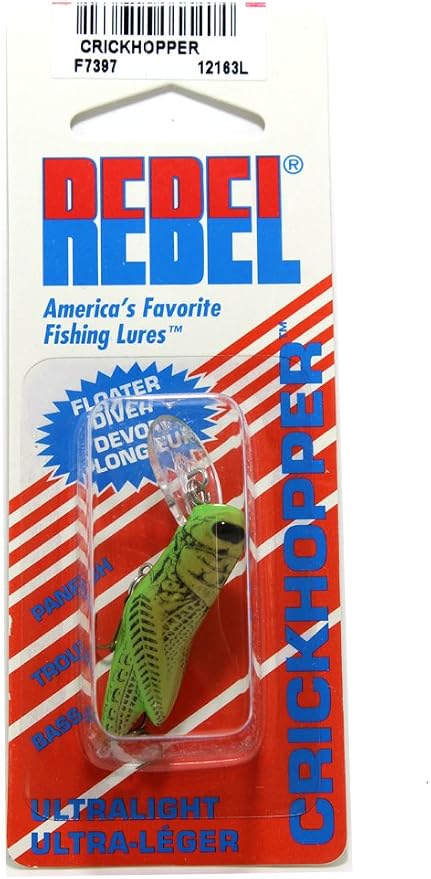 Rebel Lures Crickhopper Cricket/Grasshopper Crankbait Fishing Lure, 1 1/2 Inch, 1/4 Ounce