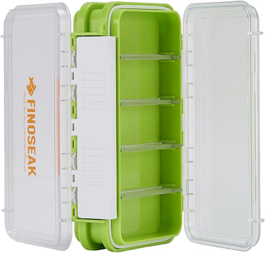 Sturdy Dual Sided Small Tackle Box Organizer, Waterproof Sealed Clear Fishing Tackle Box Tray Storage Case with Slit Foam for Jig Heads-Flies-Spoons-Rigs and Lures (FN0803)