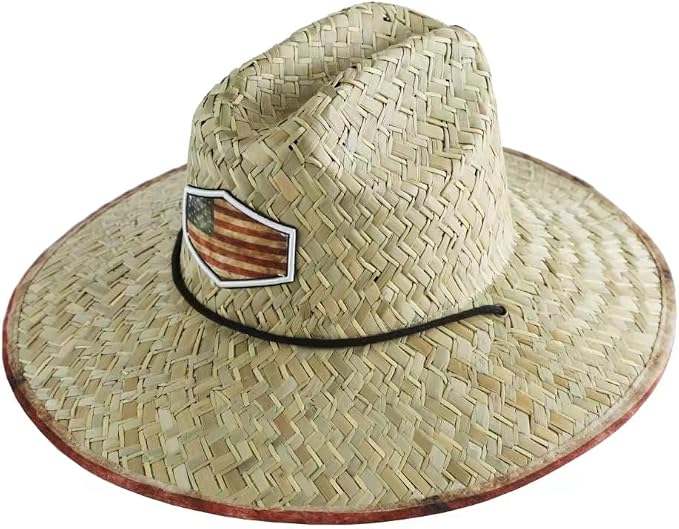 Men's and Wowen's Lifeguard Straw Hat Wide Brim Beach Hat Sun Protection Outdoor Hat for Fishing Hiking