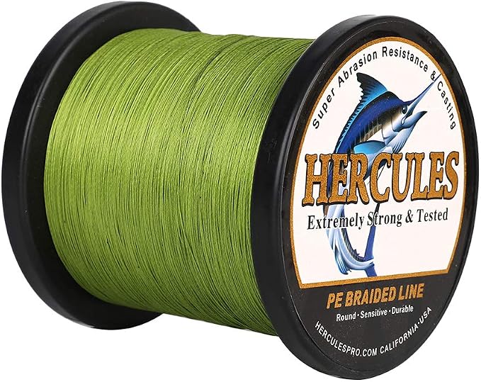 HERCULES Cost-Effective Super Strong 4 Strands Braided Fishing Line 6LB to 100LB Test for Salt-Water, 109/328 / 547/1094 Yards (100M / 300M / 500M / 1000M), Diam# 0.08MM - 0.55MM, Hi-Grade