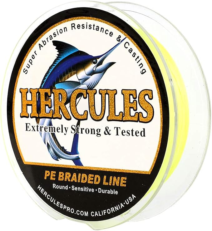 HERCULES Cost-Effective Super Cast 8 Strands Braided Fishing Line 10LB to 300LB Test for Salt-Water,109/328/547/1094 Yards(100M/300M/500M/1000M),Diam.#0.12MM-1.2MM,Hi-Grade Performance,Variety Colors