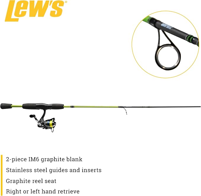 Lew's Crappie Thunder Spinning Reel and Fishing Rod Combo, 2-Piece IM6 Graphite Blank, Right or Left-Hand Retrieve