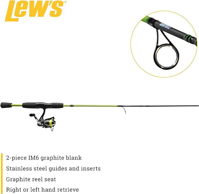 Lew's Crappie Thunder Spinning Reel and Fishing Rod Combo, 2-Piece IM6 Graphite Blank, Right or Left-Hand Retrieve