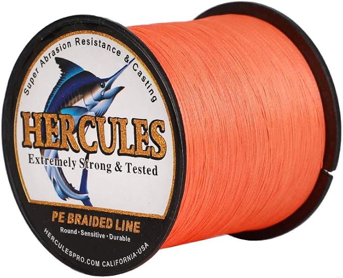 HERCULES Cost-Effective Super Cast 8 Strands Braided Fishing Line 10LB to 300LB Test for Salt-Water,109/328/547/1094 Yards(100M/300M/500M/1000M),Diam.#0.12MM-1.2MM,Hi-Grade Performance,Variety Colors