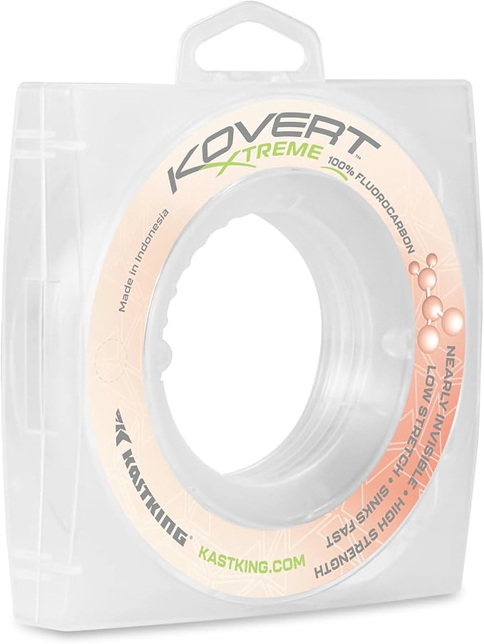 KastKing Kovert 100% Fluorocarbon Fishing Line - Clear Fishing Leader, High Sensitivity, Strong Knot Strength, Shock & Abrasion Resistant, Extreme Clarity, Ultra-Low Visibility, Fast Sinking