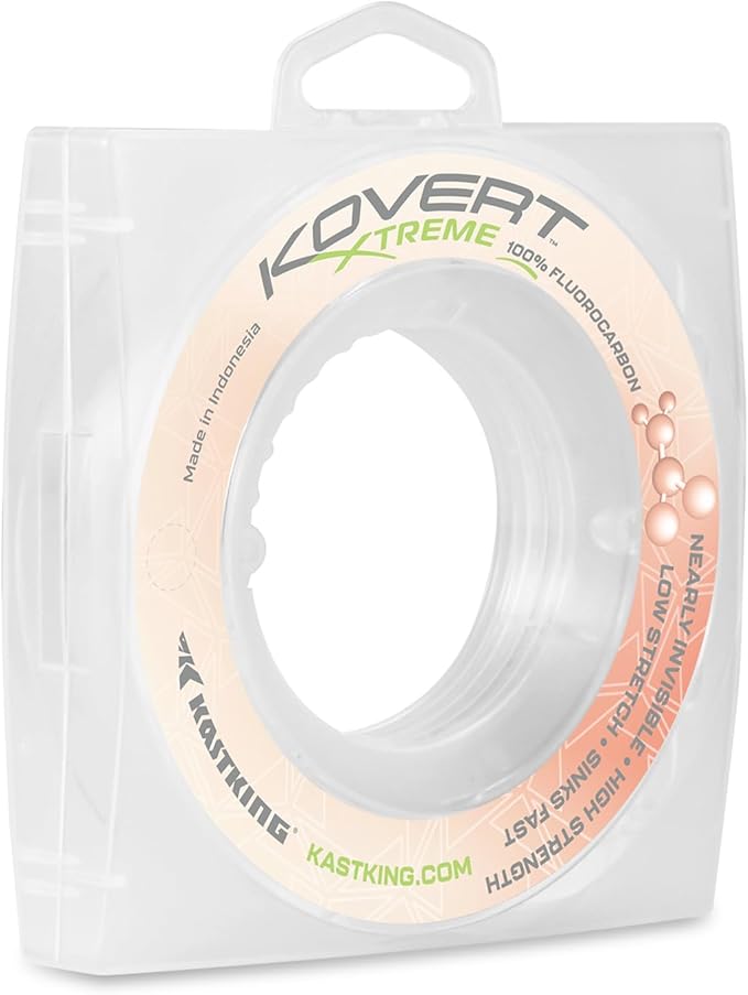 KastKing Kovert 100% Fluorocarbon Fishing Line - Clear Fishing Leader, High Sensitivity, Strong Knot Strength, Shock & Abrasion Resistant, Extreme Clarity, Ultra-Low Visibility, Fast Sinking
