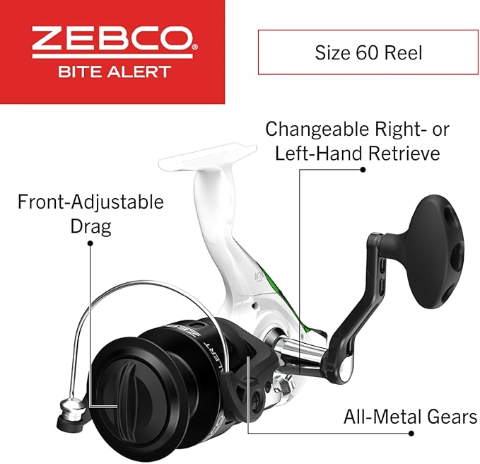 Zebco Bite Alert Spinning Reel and 2-Piece Fishing Rod Combo