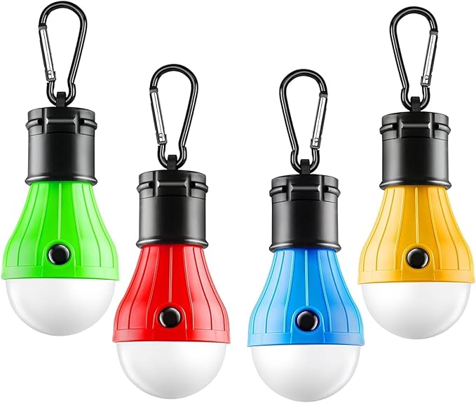 4PCS LED Camping Lantern Set – Portable Tent Lights with Clip Hooks & 3 Modes (High/Low/Strobe), LED Camping Lamp for Camping, Backpacking, Hiking, Party, Reading, Emergency
