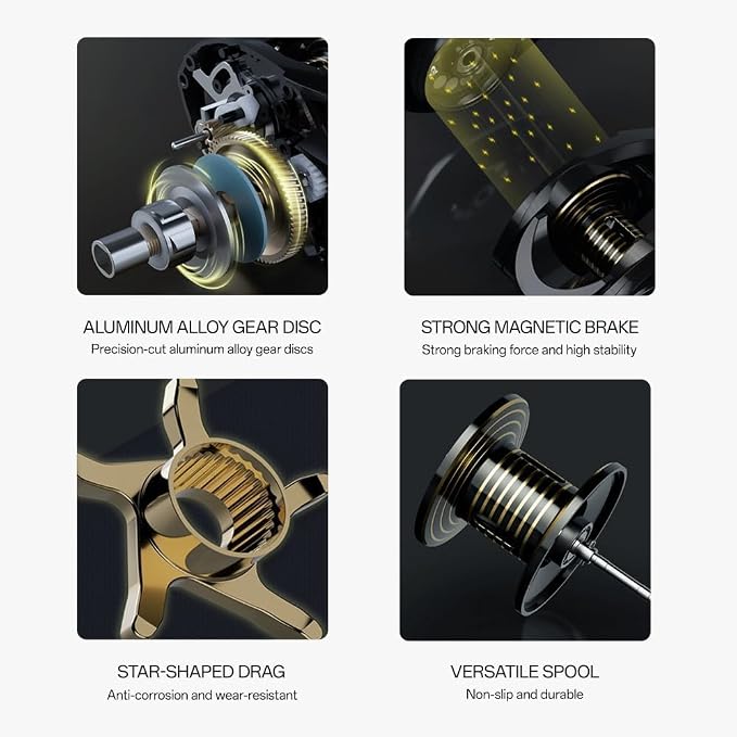 Fishing Baitcasting Reel, Baitcaster Fishing Reels with 18+1BB Stainless Steel Ball Bearings,Magnetic Braking System for Fishing Saltwater Freshwater, Available in 7.2:1