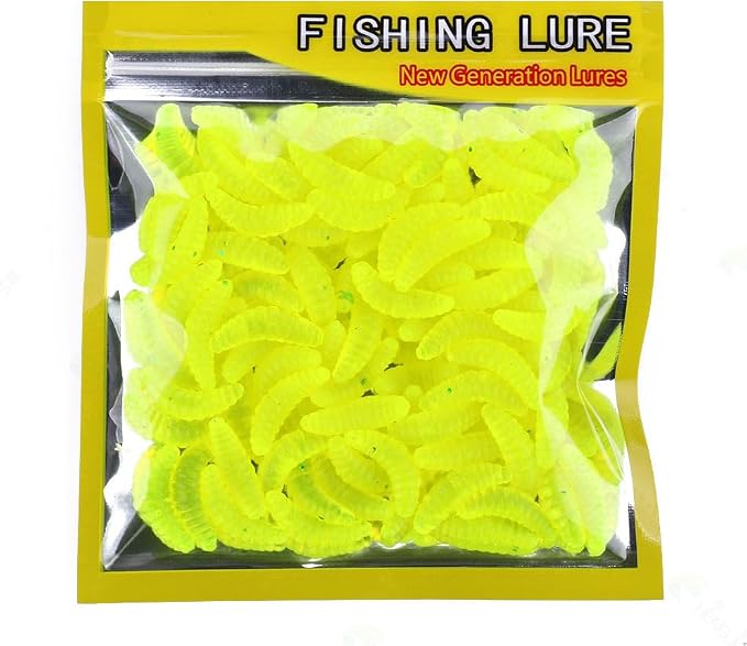 Pack of 50 0.8" Larva Maggot Worm Grub Bait Soft Fishing Lure Luminous Jig Tackle