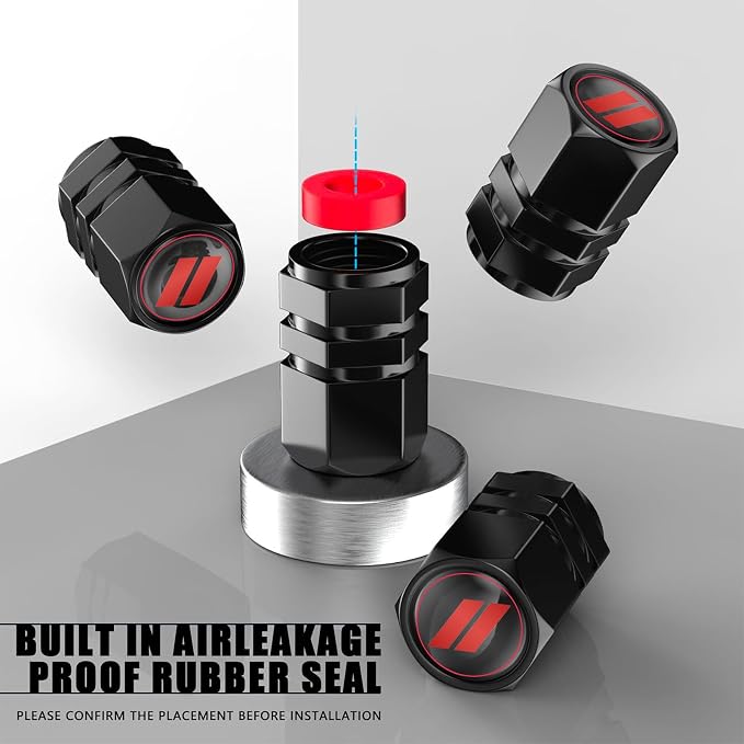 Aluminum 4pcs Tire Valve Cap Cover Set Compatible with Dodge Tire Valve Stem caps fiit for Dodge Challenger Car Accessories Decor.(Black-for-D-Q)
