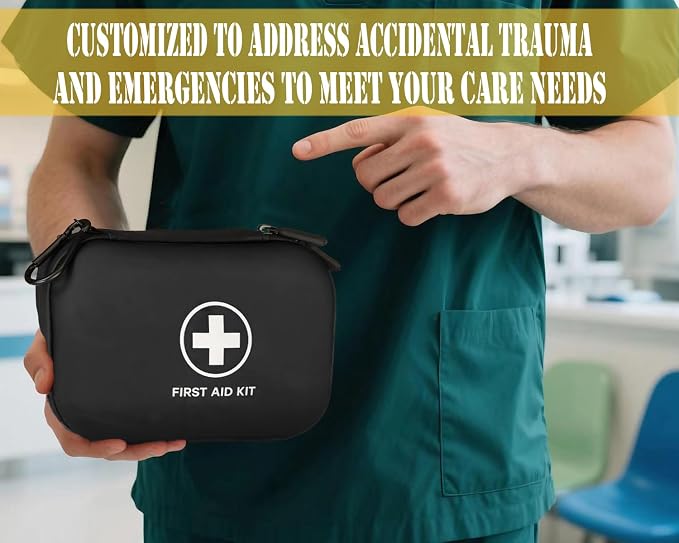 First Aid Kit 196 Piece Waterproof Medical Kit Hard Shell Portable, Black | Waterproof Hard Shell Portable Emergency Kits for Home, Camping, Cars, Hiking, Travel, Outdoor, Adventure
