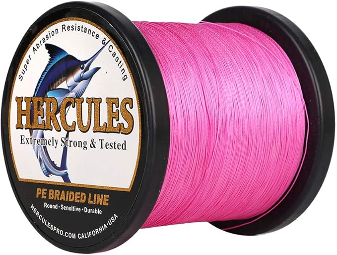 HERCULES Cost-Effective Super Cast 8 Strands Braided Fishing Line 10LB to 300LB Test for Salt-Water,109/328/547/1094 Yards(100M/300M/500M/1000M),Diam.#0.12MM-1.2MM,Hi-Grade Performance,Variety Colors