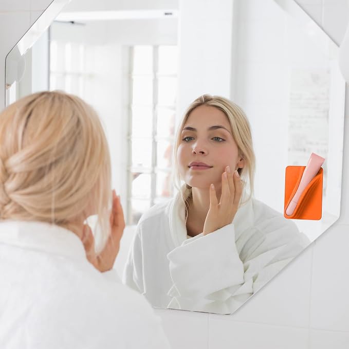 DOB SECHS Silicone Lip Holder for Cell Phone Lipstick Lip Glaze Phone Case Adhesive Back Stick On Holder for iPhone and Android Smartphone, Dark Orange
