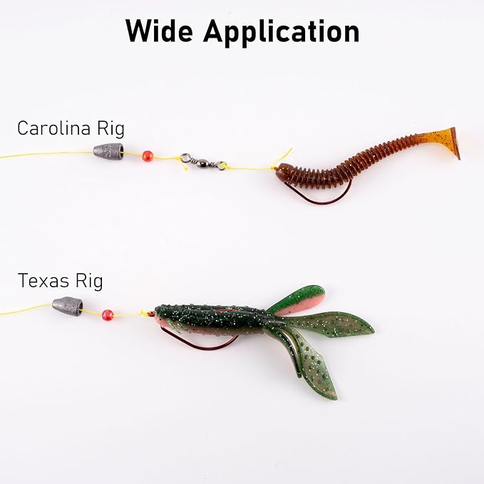 Dr.Fish EWG Hooks Bass Fishing Worm Hooks Extra Wide Gap Freshwater Fishing Carolina/Texas Rig