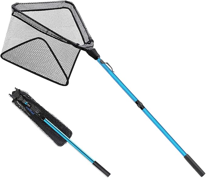 SAN LIKE Fishing Net Fish Landing Net Collapsible Fish Net with Anti-Slip Telescoping Rubber Pole Handle for Kids Adults in Saltwater Freshwater Multi-Size Extending to 37/42/43/51/69/71/89/98inch
