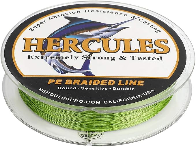 HERCULES Cost-Effective Super Cast 8 Strands Braided Fishing Line 10LB to 300LB Test for Salt-Water,109/328/547/1094 Yards(100M/300M/500M/1000M),Diam.#0.12MM-1.2MM,Hi-Grade Performance,Variety Colors