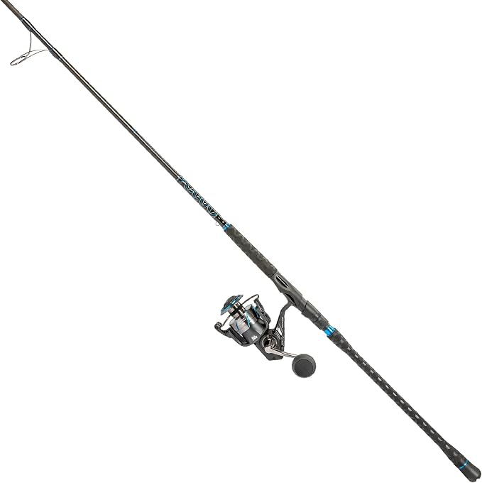 Quantum Benchmark Spinning Reel and Fishing Rod Combo, Graphite Composite Blank, 5+1 Bearings, Silver/Blue