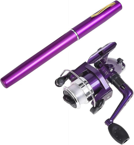 Pen Fishing Rod Kit,Pocket Size Fishing Rod,Mini Pocket Telescopic Rod with Spinning Reel,Portable Collapsible Telescopic Fishing Pole,Fishing Rod Reel Combo Kit for Saltwater Freshwater