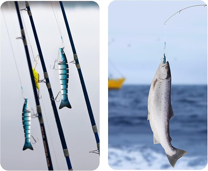 Fluorocarbon Fishing Leader Line with Swivels Snap Kits Connect Tackle Lures Rig or Hooks, High Strength Tooth Proof Fishing Leader Line for Saltwater Freshwater