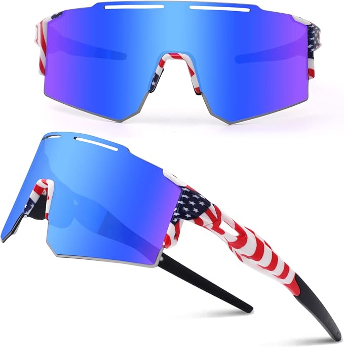 Ukoly Cycling Sunglasses for Men Women with 3 Interchangeable Lenses, Polarized Sports Sunglasses, Baseball Sunglasses