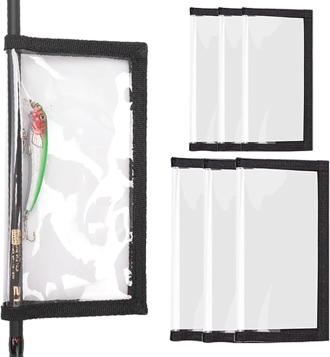 Fishing Lure Wraps 12PCS Clear See-Through PVC Fishing Lure Covers Protect Children Pets and Fishermen Safe from Sharp Hook Transparent Lures Fishing Bait Hook Storage 6L+6M