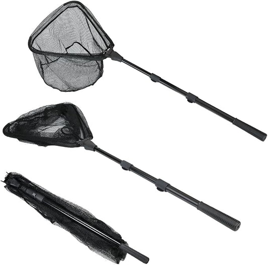 RESTCLOUD Fishing Landing Net with Telescoping Pole Handle, Fishing net Freshwater for Kids Men Women, Extend to 40-63 Inches