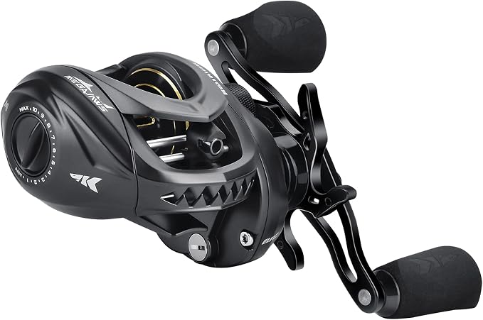 KastKing MegaJaws Elite Baitcasting Fishing Reel, New AutoMag Dual Braking System, Only 6.7oz, 17.64 LBs Carbon Fiber Drag, 11+1 Shielded BB, High Speed 5.4:1 to 9.1:1 Gear Ratios