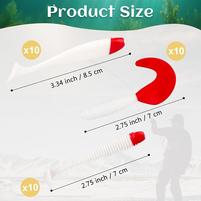 30pcs Soft Plastic Fishing Lures Paddle Tail Swimbaits Soft Baits Lure for Bass Crappie Trout Shad Freshwater Saltwater Fishing Mixed 3.5 Inch 4.7 Inch Swim Bait Kit with Box