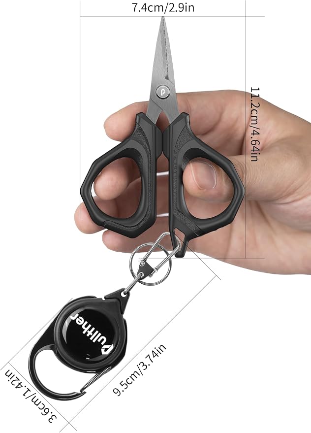 4.6" Fishing Scissors,Fishing Line Cutter for Braided Fishing Line,Fishing Gear with Tool Retractor,Non-Slip Grip Small Scissors for Saltwater