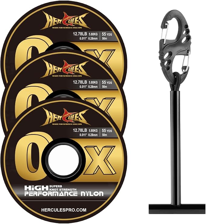 HERCULES Fly Fishing Tippet 3 Pack with Fly Tippet Holder, 55 Yards