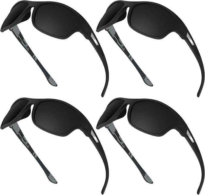 TOODOO 4 Pairs Men Polarized Sunglasses with UV Protection Driving Glasses Sports for Sport Outdoor Activities