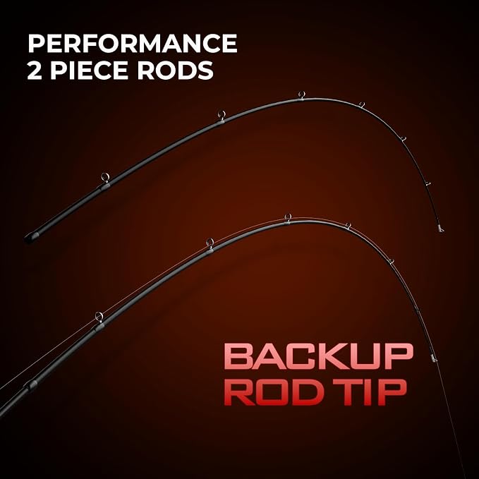 KastKing Brutus Twin-Tip Fishing Rod and Reel Combo, Baitcaster, Spinning & Spincast Combos, IM6 Graphite 2-Piece Rod with Backup Tip Section, EVA Handle, Durable & Sensitive, Freshwater Fishing