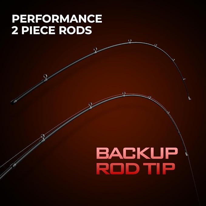 KastKing Brutus Spinning Rods & Casting Fishing Rods, IM6 Graphite Blanks, 2-Piece Rods with Extra Tip Section, PTS Power Transition System, No-Slip Grip, Hook Keeper