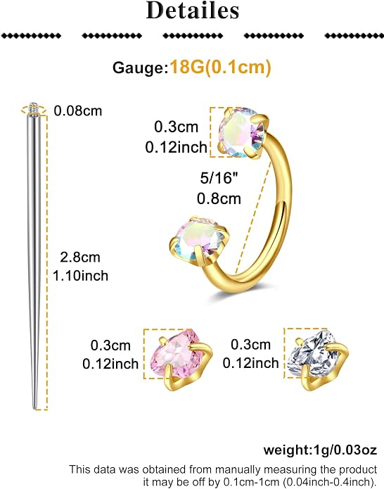 QWALIT Piercing Taper Threadless Insertion Tool - Titanium Labret Pin 16g, 18g, 20g