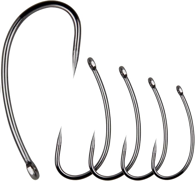 Barbless Fishing Hooks Kit, 200pcs Carp Fishing Hooks Curve Shank Fly Tying Hooks Small Sizes Barbless Live Bait Circle Hooks for Carp Hair Rig Fishing Tackle Saltwater Freshwater