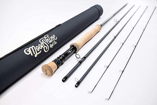Moonshine Rod Company Fast Action Fly Fishing Rod – Carbon Fiber Graphite Rod with Zippered Travel Case – Drifter II, Vesper, Epiphany ESN, Outcast, Phantom & Rambler Series - 2WT up to 12WT Rods