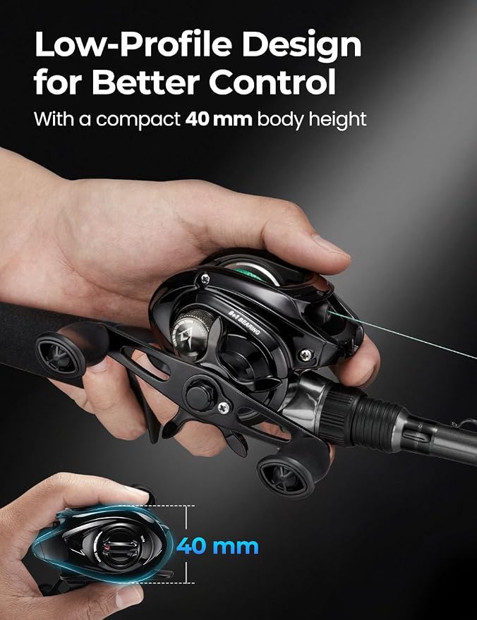 Piscifun Ultra-Light Baitcasting Reel, 5.5 oz Compact Low Profile Baitcaster, 7.1:1 Gear Ratio, 40mm Palm Fit, Magnetic Brake Fishing Reel for Creeks, Ponds, Light Lures & Finesse Bass
