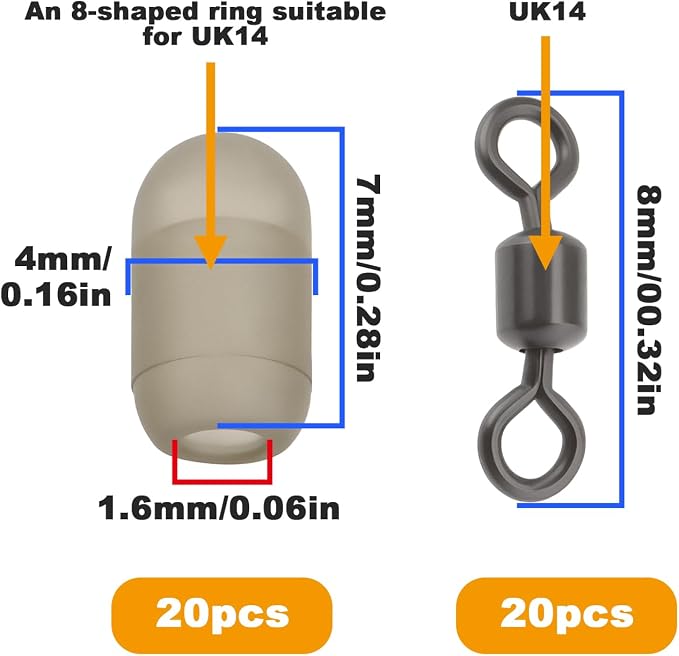 20Pcs Swivel Stop Anti Entanglement Beads Suitable for Fishing line