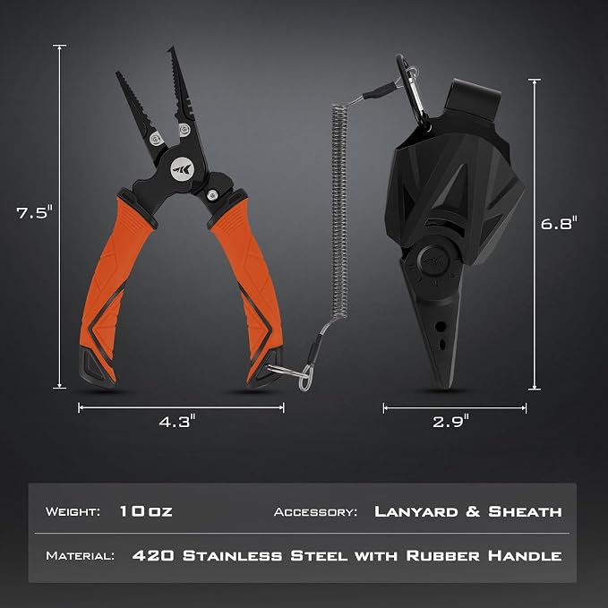 KastKing Paradox Fishing Pliers, Angled Fish Lip Gripper, Saltwater Resistant 420 Stainless Steel Fishing Tools, Fishing Pliers Hook Remover with Ergonomic Handle, Fishing Gifts for Men