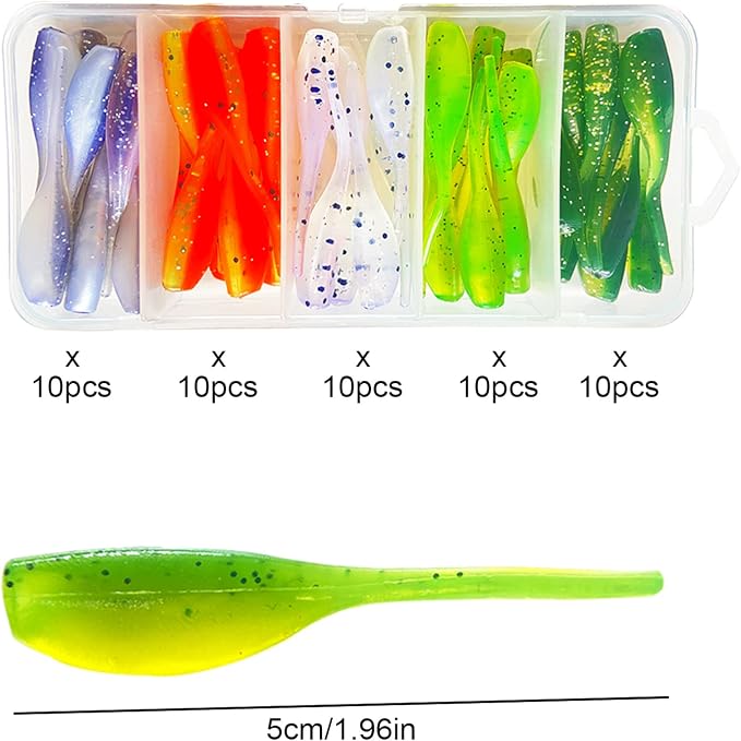 50pc Crappie Jigs Lure Set - 2in Bait, Jig Heads & Hooks for Versatile Fishing