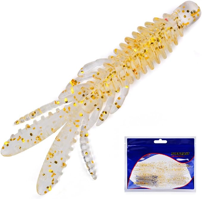 10 Pcs Soft Swimbait Lures, 6.4cm/2.5in Shrimp Shape Soft Plastic Fishing Lures Kit, Bass Fishing Lure Swim Baits with 5 Color, for Fishing Trout, Crappie, Bass, Redfish, Freshwater, Saltwater