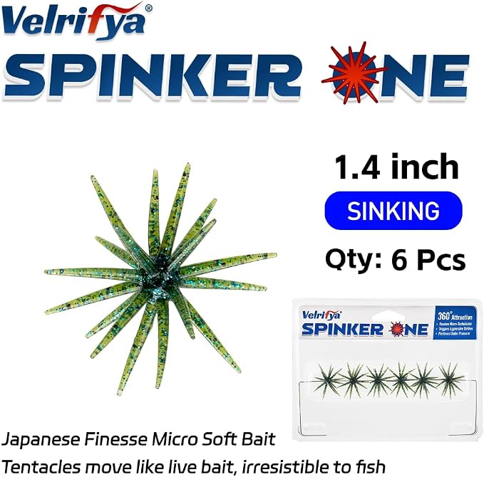 Tentacle Creature Lure, Japanese Style Soft Plastic Baits for Bass Fishing - for Drop Shot, Wacky Rig/Neko Rig and Finesse, Slow Sinking, Soft Bait by Velrifya