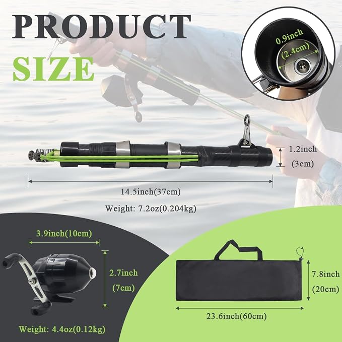 SUFFUSE Fishing Catapult Rod, Portable Carbon Fiber Fishing Poles and Reels Combo for Projecting Lures, Compact Freshwater and Saltwater Fishing Gear for Anglers Traveling