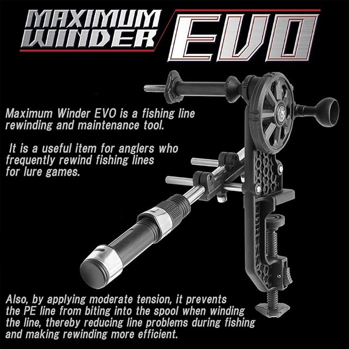[DRESS Japan] DRESS EVO Maximum Line Spooler – Fishing Line Spooler Fast Fishing Line Winding & Recycling Tool Compatible with Most Reels Beginner Friendly Easy to use【Imported from Japan】