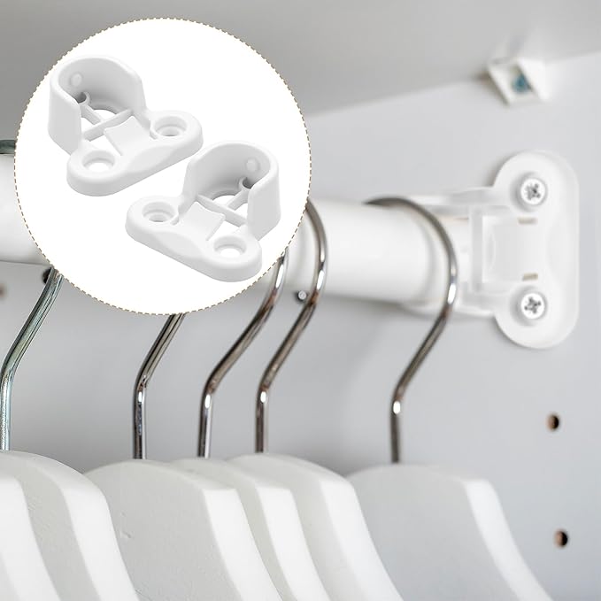 Nuanchu 4 Pack White Replacement Brackets Closet Replacement Brackets Kit Rail Holders Compatible with IKEA Pax Komplement Closet System
