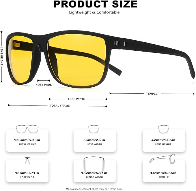 Polarized Sunglasses for Men, UV Protection Lightweight Sun Glasses for Driving Fishing Golf