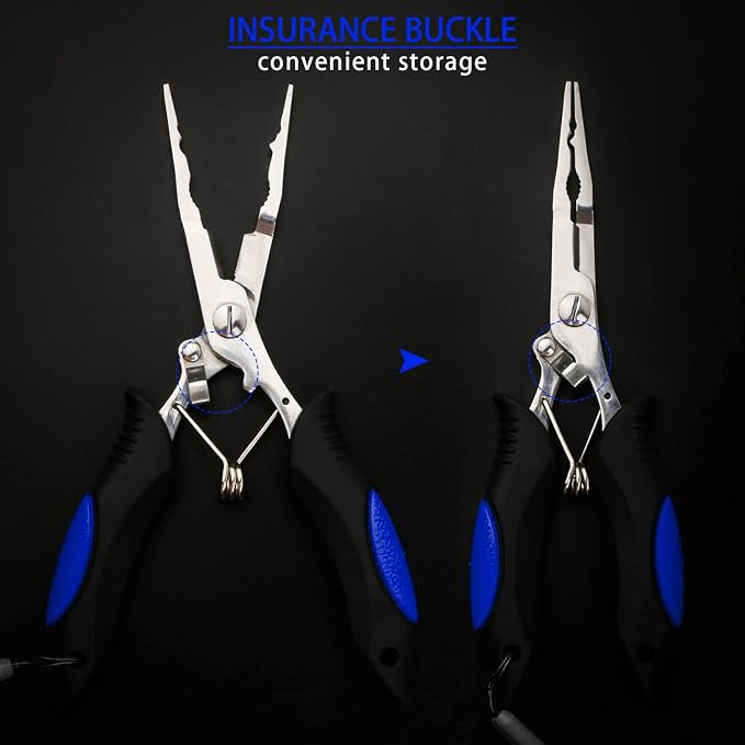 mouhike Fishing Pliers Long Nose Stainless Steel Fish Hook Remover Braid Cutters Split Ring Fish Pliers with Lanyard Fish Holder Ice Fly Fishing Gear Freshwater Saltwater Fishermen Gift