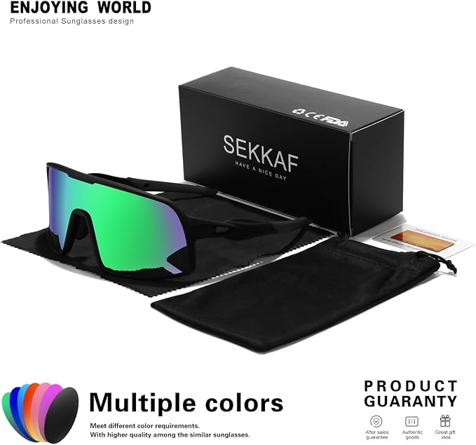 SEKKAF Polarized Sports Sunglasses for Men and Women Cycling Glasses UV Protection Goggles for Mountain Bike Running Fishing